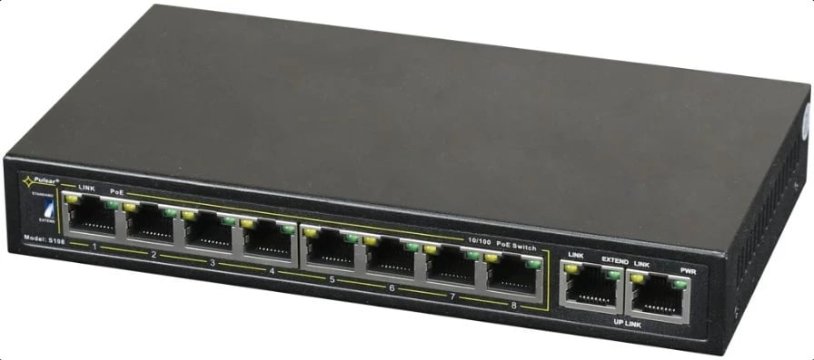 Switch rrjeti PULSAR S108, Fast Ethernet (10/100), PoE, i zi