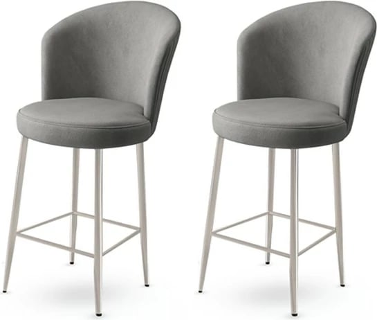 Set karrigesh për bar (2 copë), Hanah Home, Fora, gri, krom