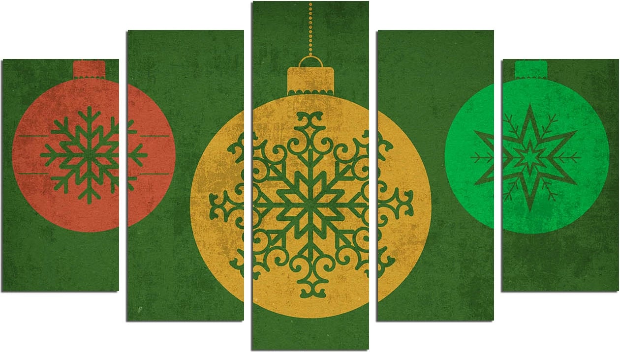 Set pikturash dekorative MDF, shumëngjyrëshe, 5 pjesë, Wallity, 5PMDFNOEL-9