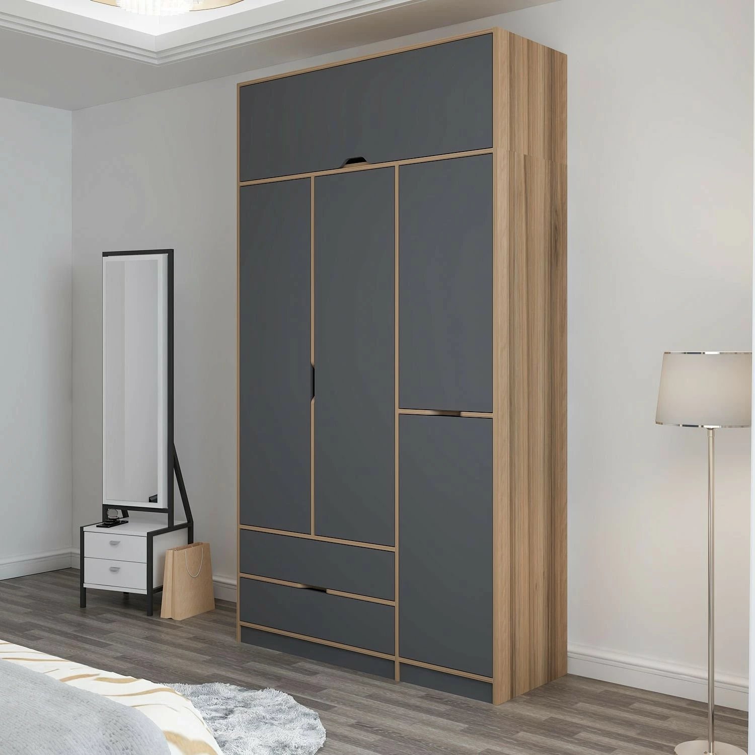 Dollap Skye Decor, Elina, anthracite-dore, 140x253x52cm