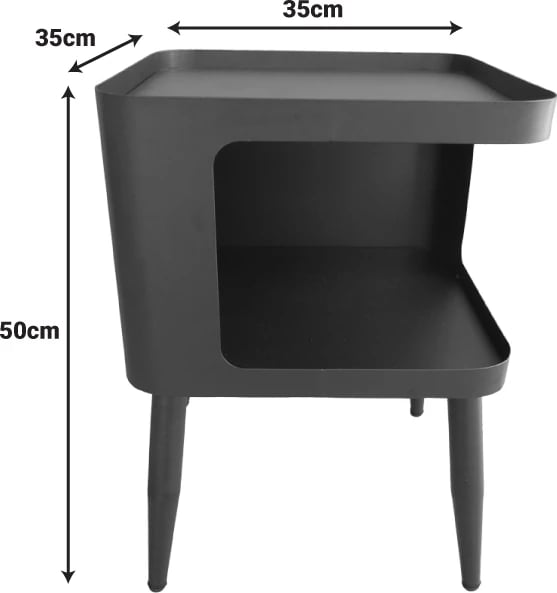 Tavolinë anësore Cubino, metal i zi, 35x35x50cm