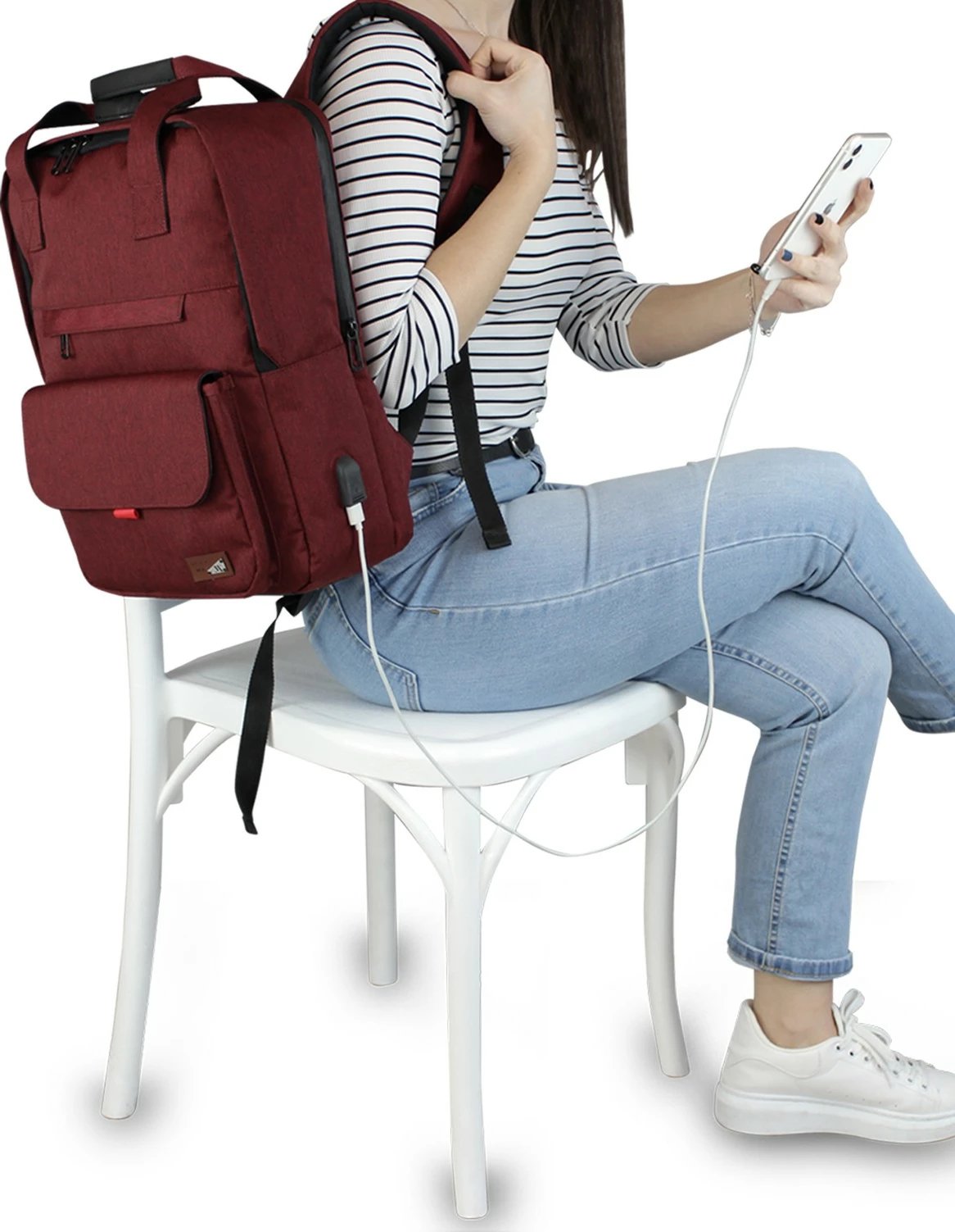 Çantë laptopi Zoozie Bags, ngjyrë e kuqe e errët, 2232