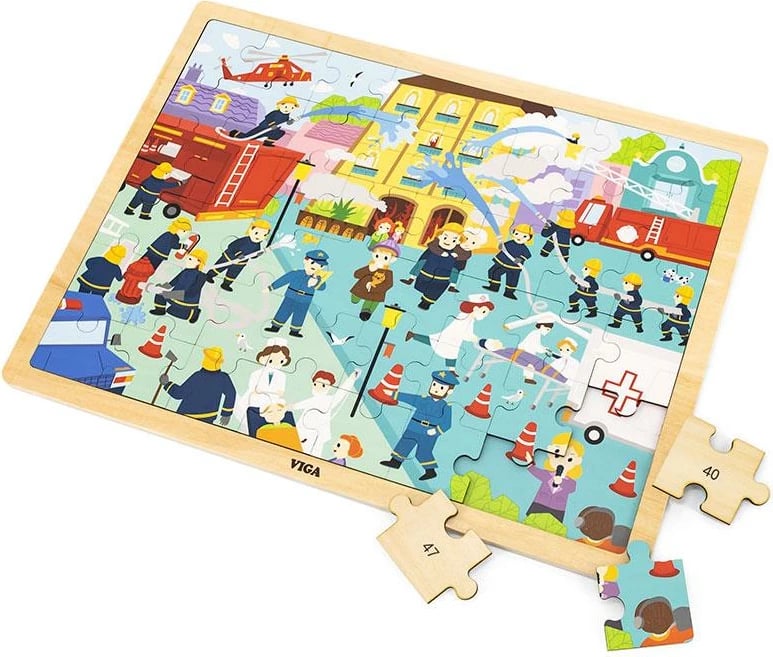 Puzzle druri, Viga, Firefighters, 48 copa, multingjyrësh