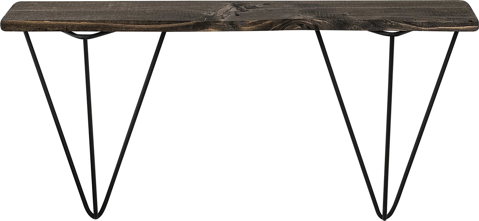 Raft muri industrial, dru bredhi, kornizë metalike, ngjyrë e zezë dhe arre e errët, Gladiolus, 60x30x15cm