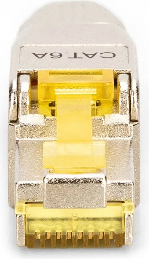 prizë modulare RJ45, Digitus DN-93638, Cat 6A PoE++ 10GbE, STP e blinduar, montim pa vegla me kapak vidash, metal, AWG 22-27