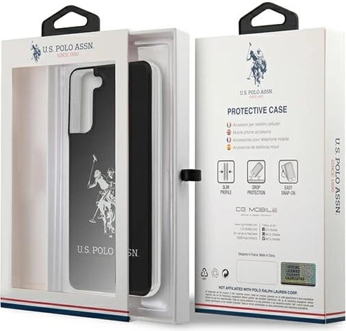 Mbështjellës U.S. Polo Assn. USHCS21MTPUHRBK për Samsung Galaxy S21+, Shiny Big Logo, i zi
