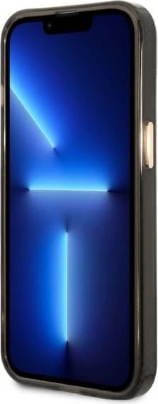 Mbështjellës Guess Gold Outline Translucent MagSafe për iPhone 13, i zi