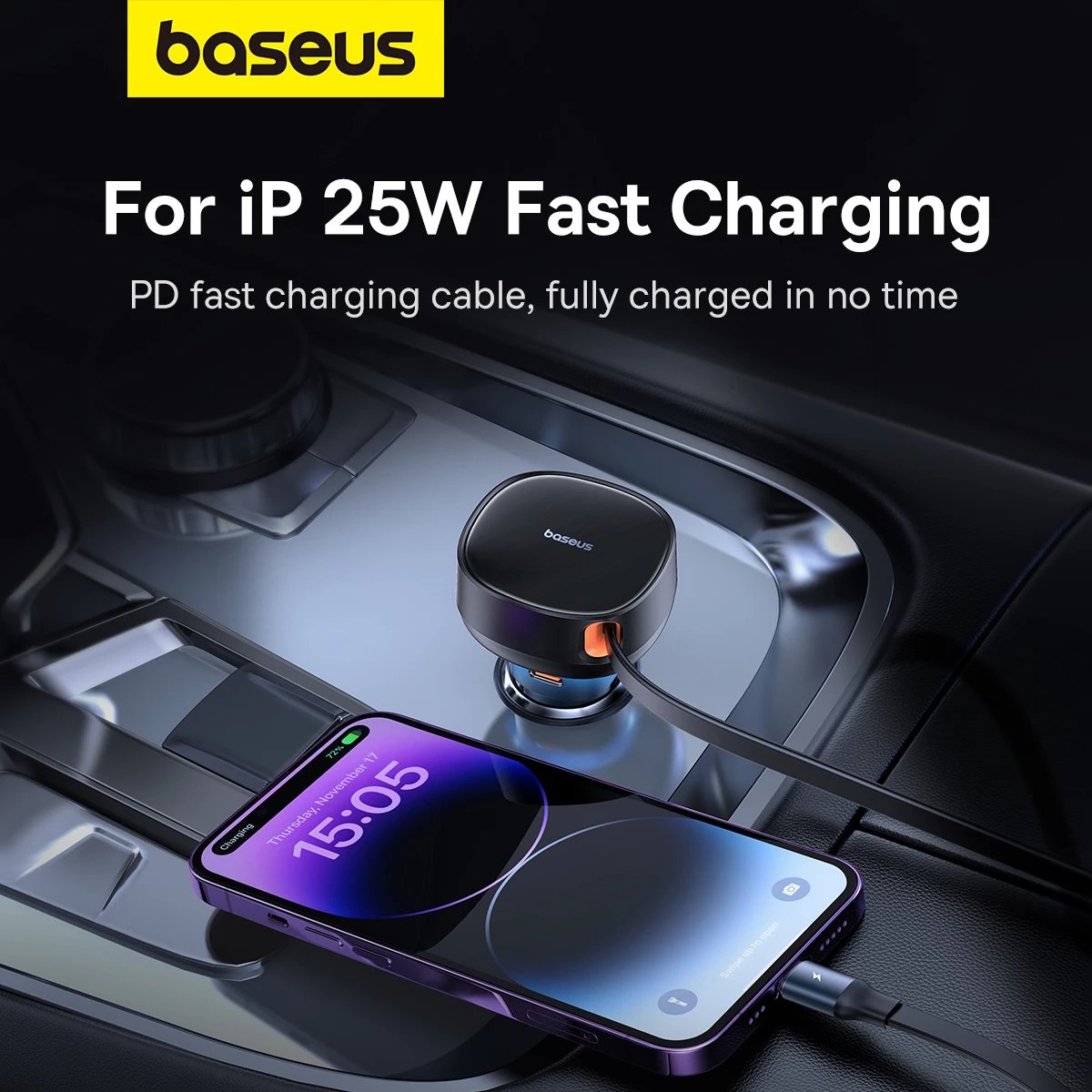 Karikues veture Baseus Enjoyment Pro, C00057803111-00, 60W, USB-C (femër) / Lightning (mashkull), zi