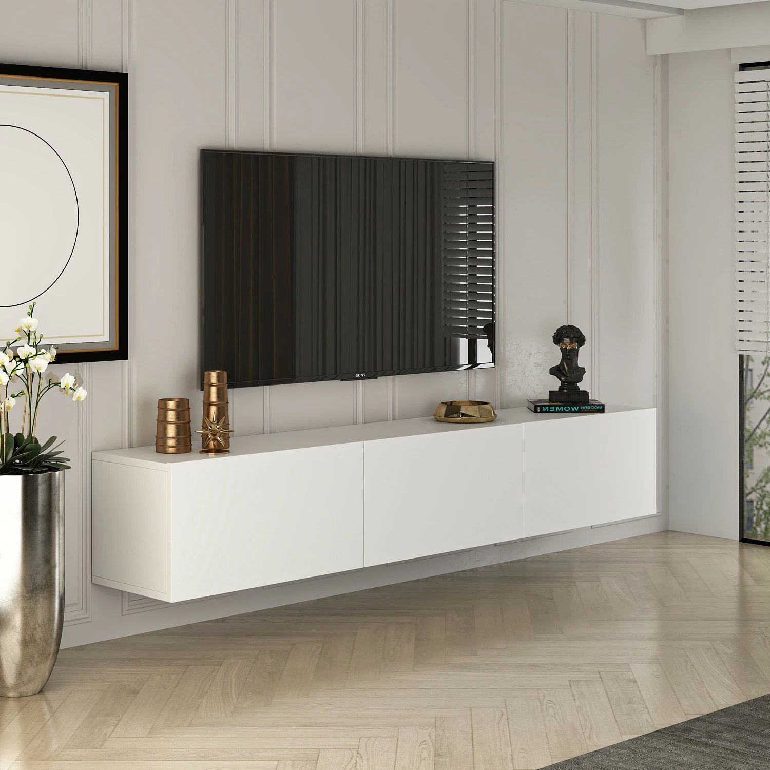 Komodë TV Hanah Home, ngjyrë e bardhë, West