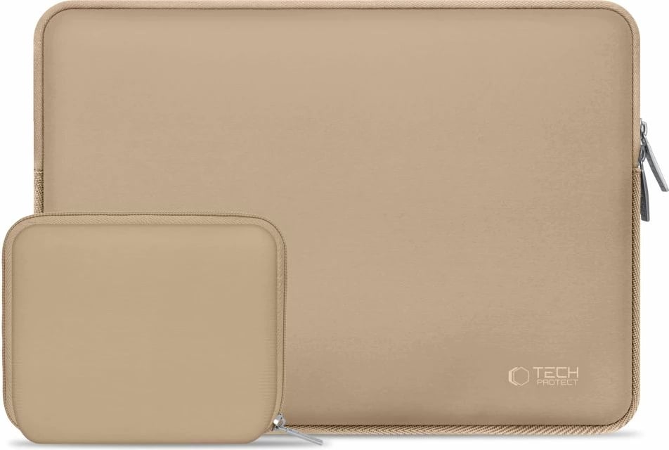 Kasë laptopi Tech-Protect NeoSlim 13-14", set me çantë aksesorësh, Bezhë