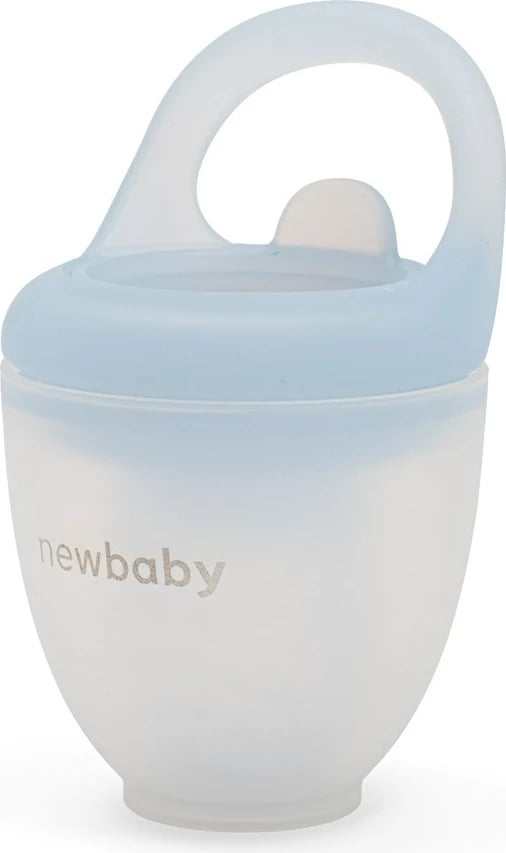Ushqyes frutash dhe perimesh për bebe, New Baby, silikon BPA-free, me kapak, madhësi universale, blu