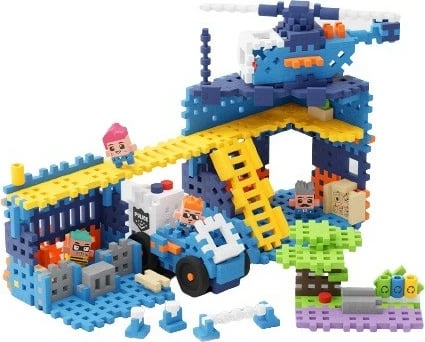 Set lodrash ndërtimi Marioinex Mini Waffle City, 280 pjesë, Stacion policie me figurina dhe automjete