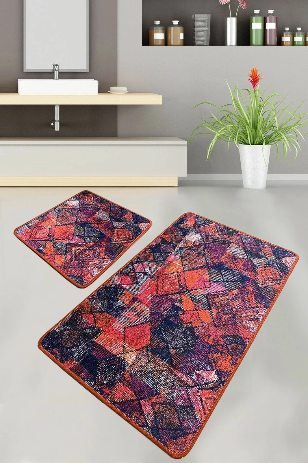 Set tapetash për banjo (2 copë), Mijölnir Monica, shumëngjyrëshe