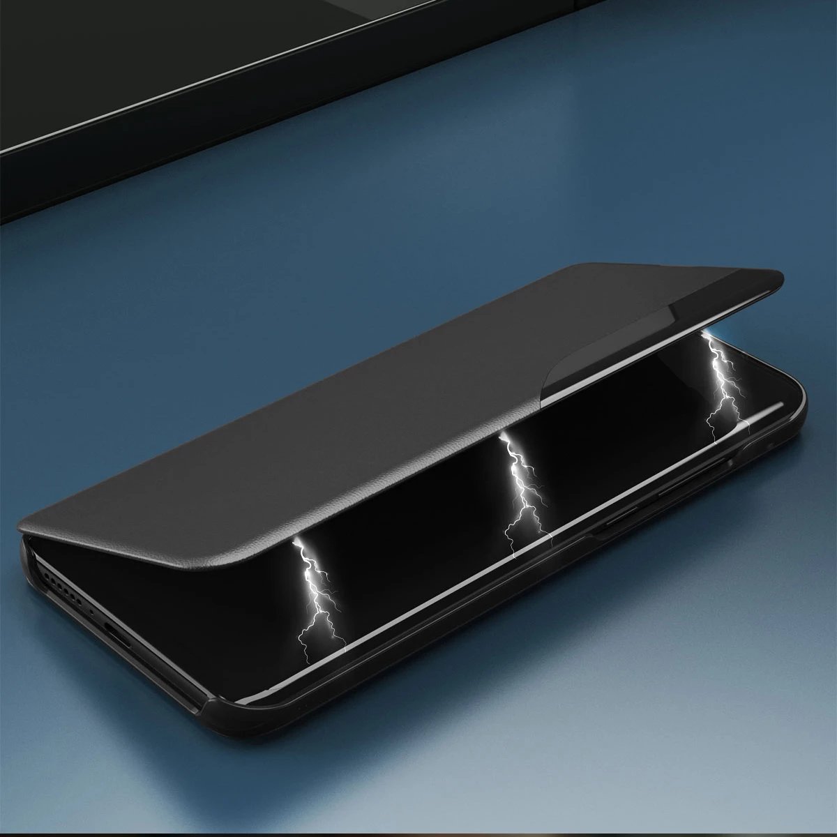 Mbështjellës Hurtel Eco Leather View Case për Samsung Galaxy S22+, me kapak dhe mbajtëse, Kuq