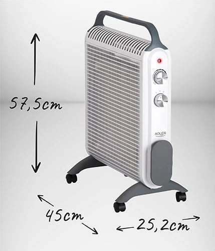 Ngrohës konvektor Adler AD 7750, 2000W, 2 nivele, termostat, IP24, gri/ e bardhë