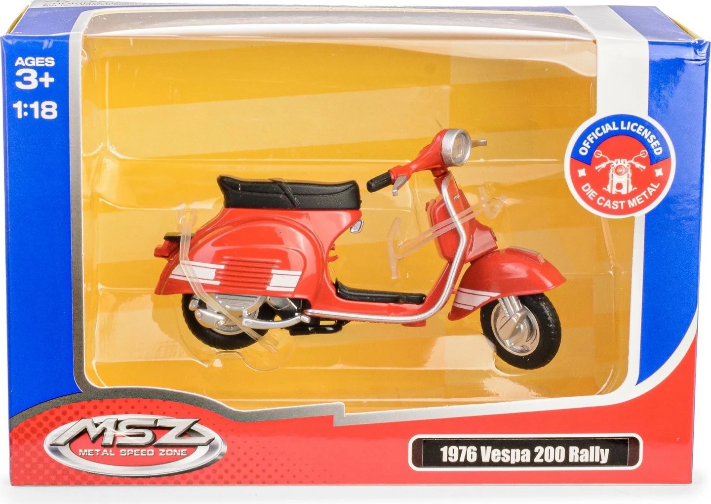 Model motoçikletë Daffi Vespa 200 Rally 1976, 1:18, e kuqe Model motoçikletë Daffi Vespa 200 Rally 1976, 1:18, e kuqe