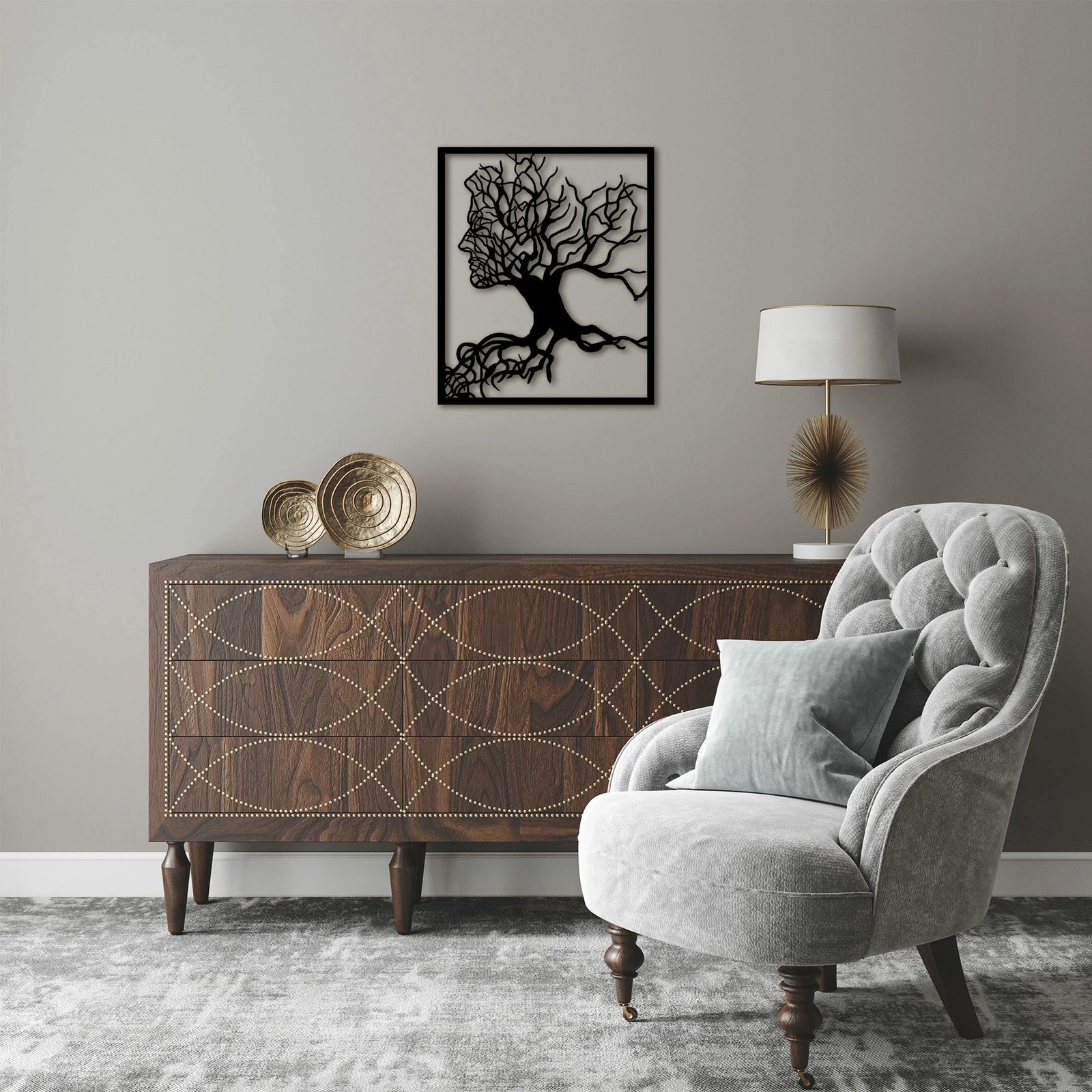 Aksesor dekorativ metalik për mur, Wallity, Tree Man - 262