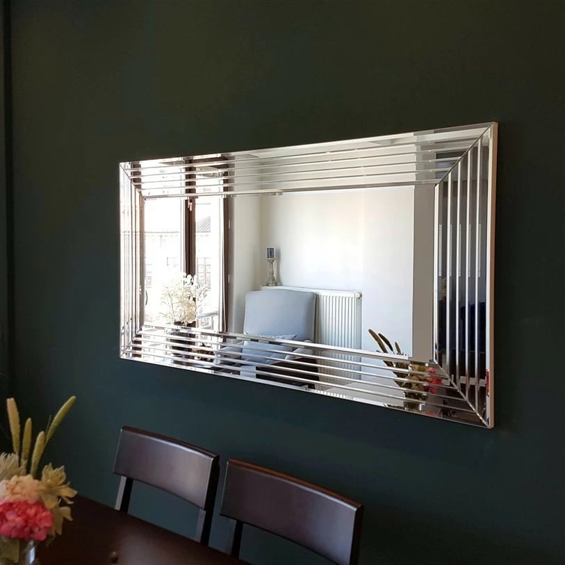 Pasqyrë moderne Hanah Home, A305Y, ngjyrë argjendi, 130x65cm