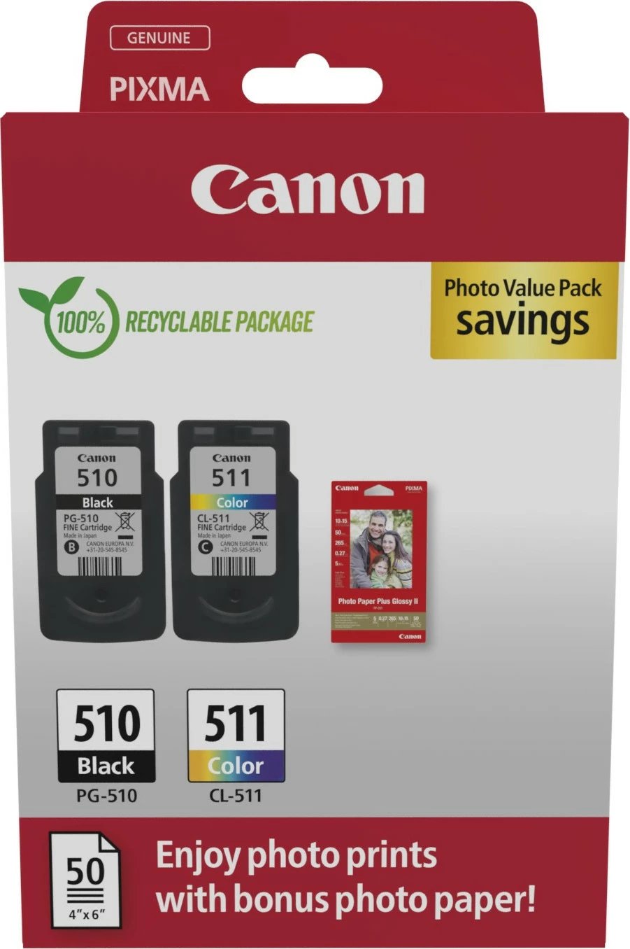 Toner Canon 2970B017, 2 copë, Foto pako vlerë, E zezë, Cyan, Magenta, E verdhë