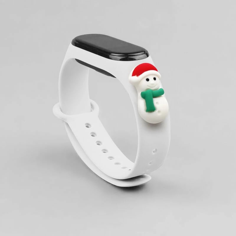 Rrip silikoni festiv për Xiaomi Mi Band 3/4 Hurtel, i bardhë, motiv borebardhë