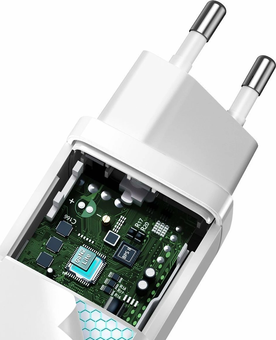 Karikues udhëtimi Baseus GaN2 Lite 65W, USB-C + USB-A, i bardhë