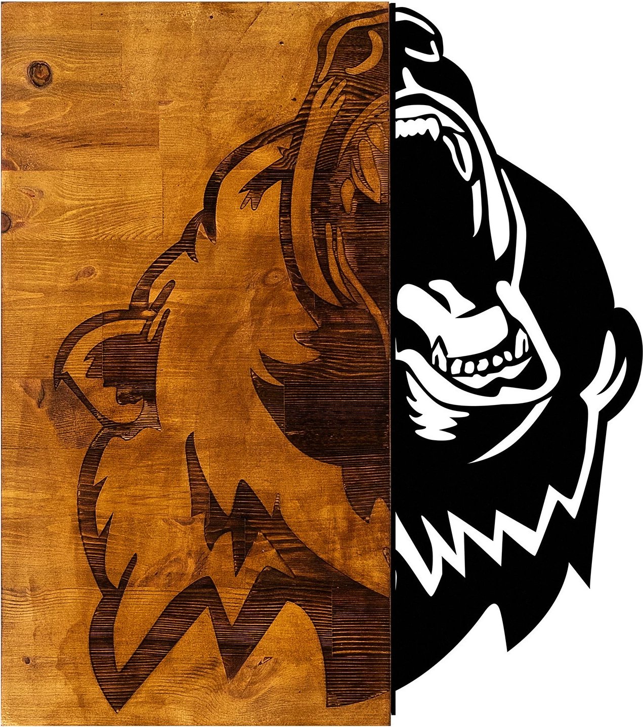 Aksesor dekorativ prej druri për mur, Wallity, Ayi 2, ngjyrë arre dhe e zezë, 49x58cm