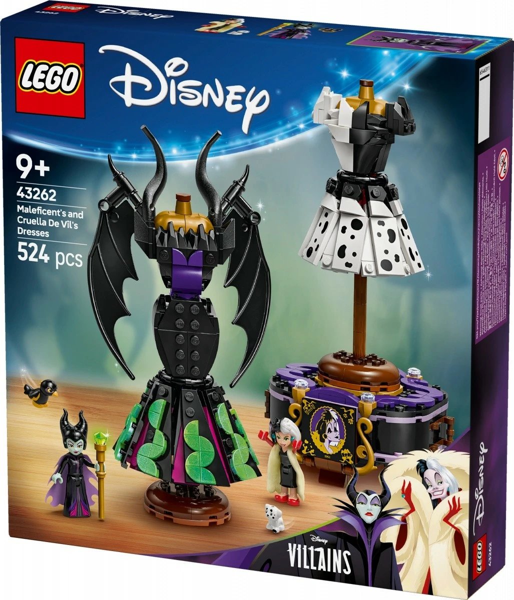 Set LEGO Disney 43262, Fustanet e Maleficent dhe Cruella De Vil, 524 pjesë