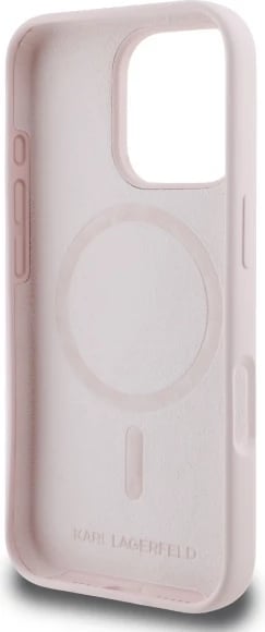 Mbështjellës Karl Lagerfeld Silicone Case Heads Print MagSafe për iPhone 16 Pro Max, Rozë