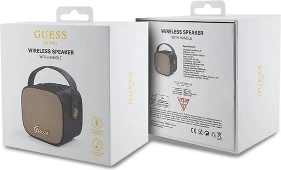 Altoparlant Bluetooth Guess GUWSB2P4SMK mini, 4G Leather Script Logo, me rrip, i zi