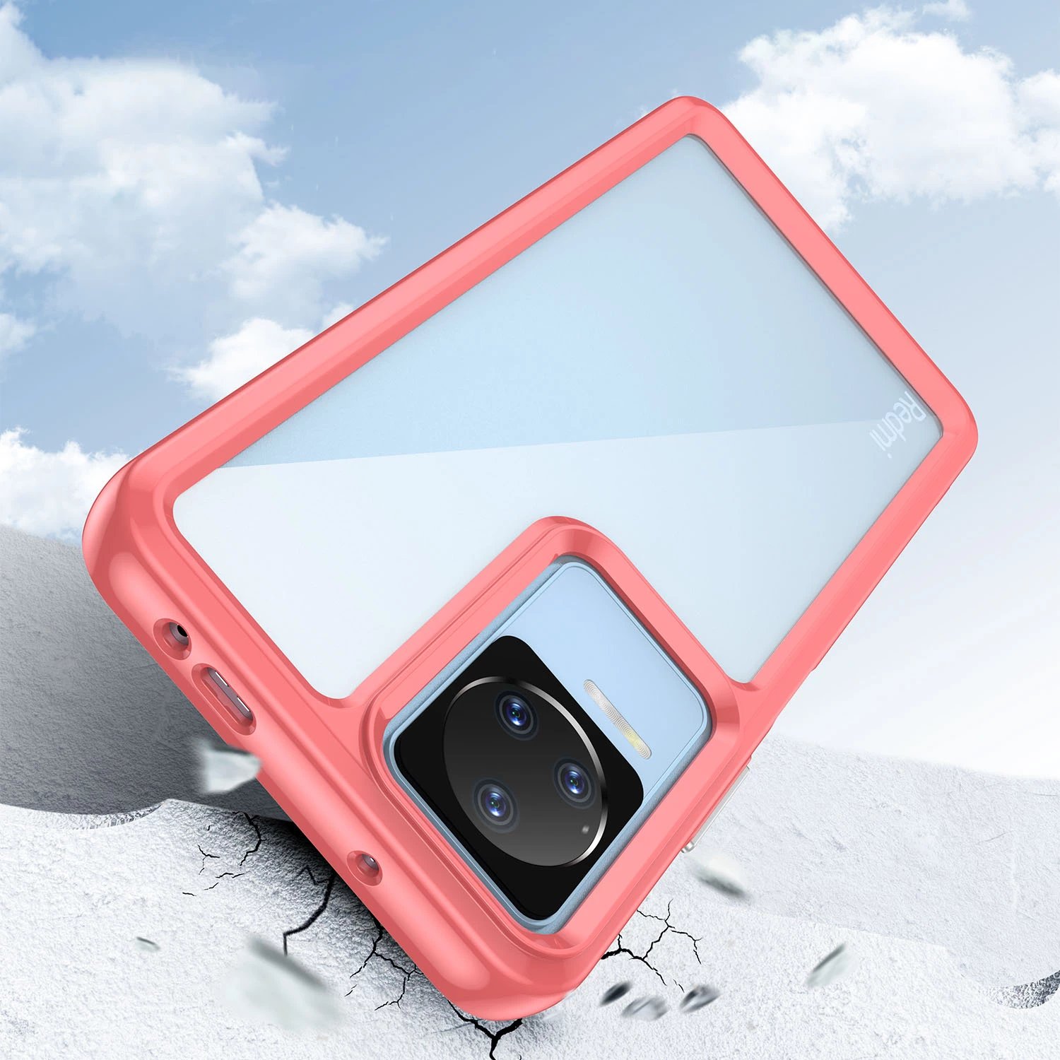 Mbështjellës Hurtel Outer Space Case për Xiaomi Poco F4 5G, kornizë fleksibile, i kuq