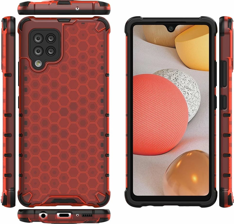 Mbështjellës Hurtel Honeycomb për Samsung Galaxy A42 5G, i kuq