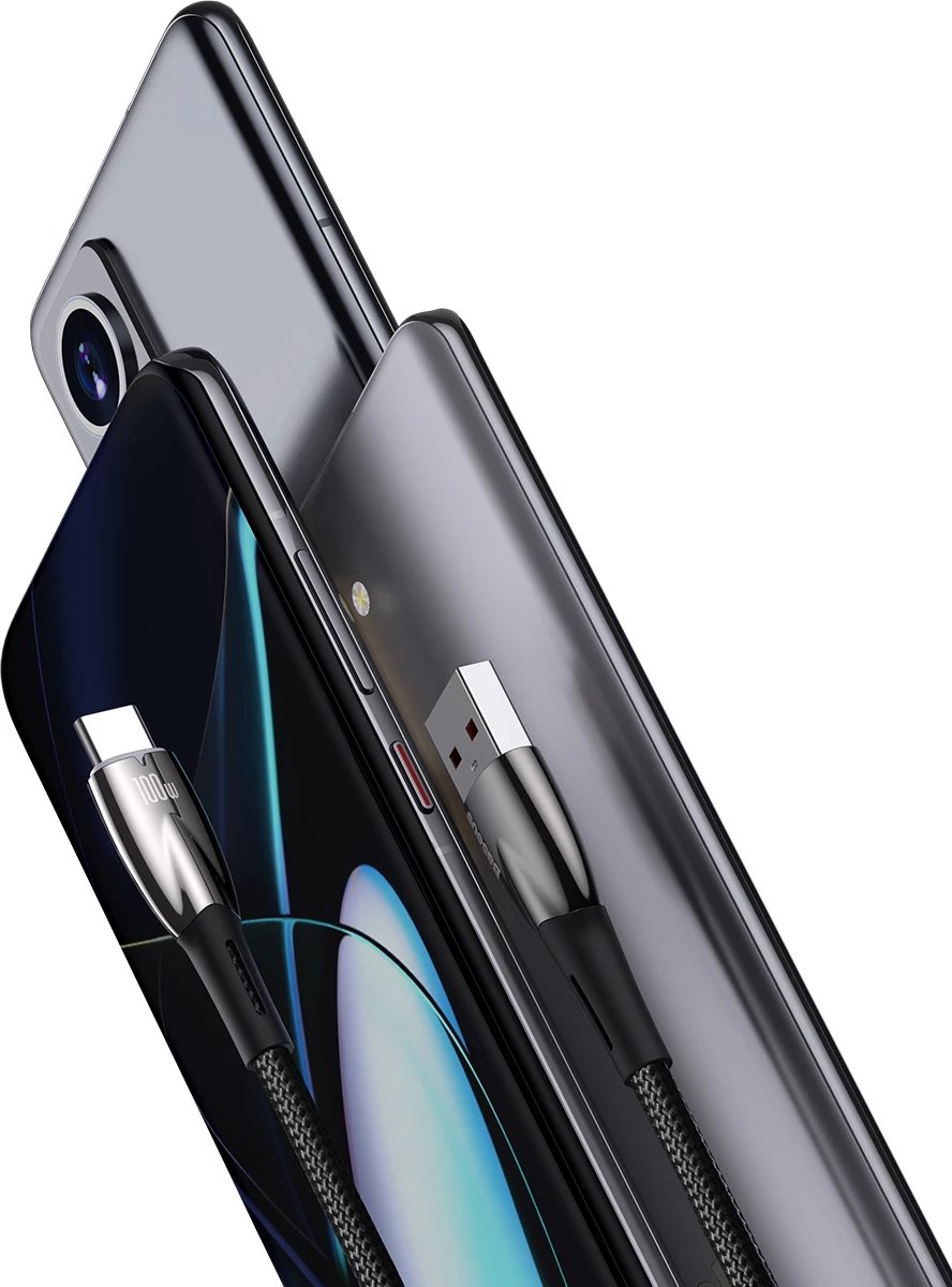 Kabllo Baseus Glimmer Series, USB-A në USB-C, 1m, 100W, e zezë Kabllo Baseus Glimmer Series, USB-A në USB-C, 1m, 100W, e zezë