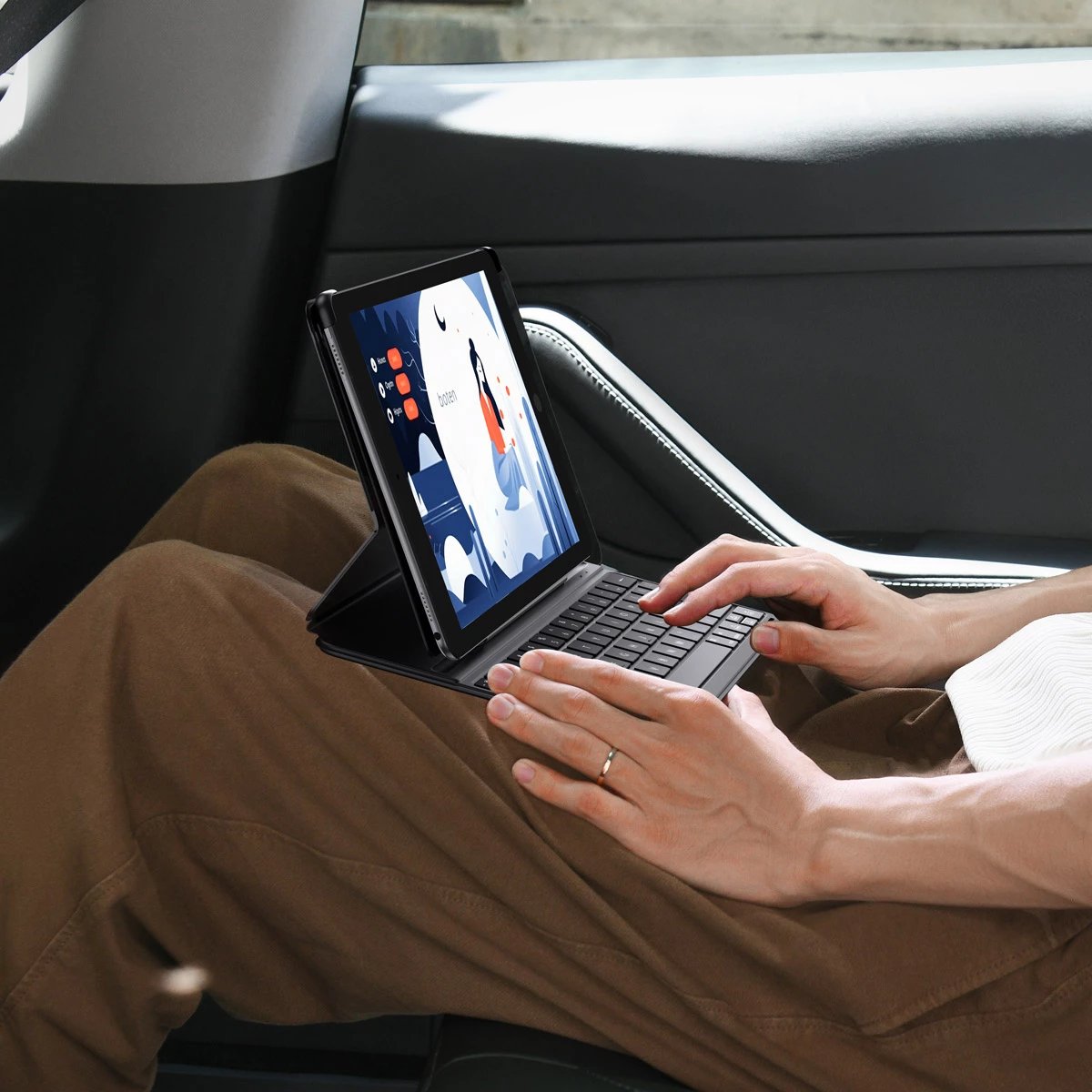 Mbështjellës me tastierë Baseus Brilliance Series për iPad 10.2'' (2019/2020/2021), me USB-C kabllo, e zezë