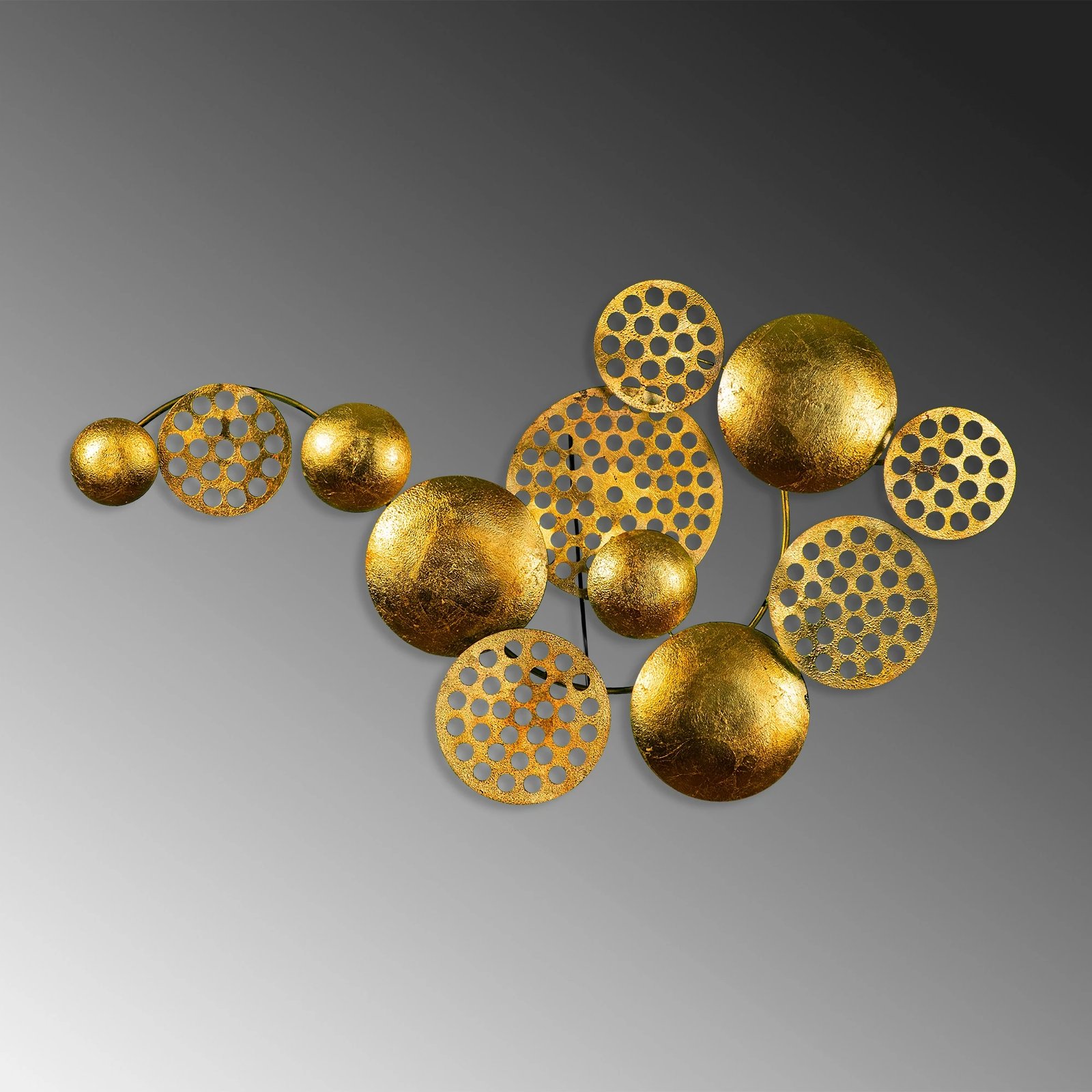 Aksesor dekorativ metalik për mur, Wallity Aurora 4, ngjyrë ari, 45x82cm