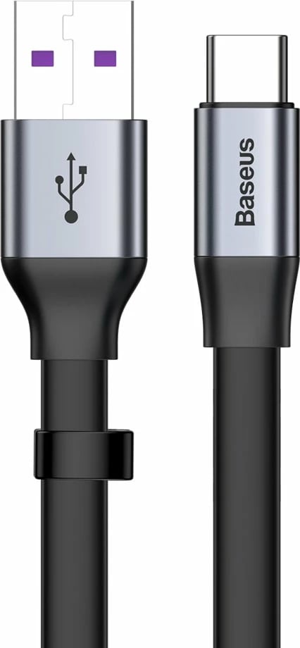 Kabllo USB-C Baseus Simple CATMBJ-BG1, 23cm, 40W, e zezë/argjendtë