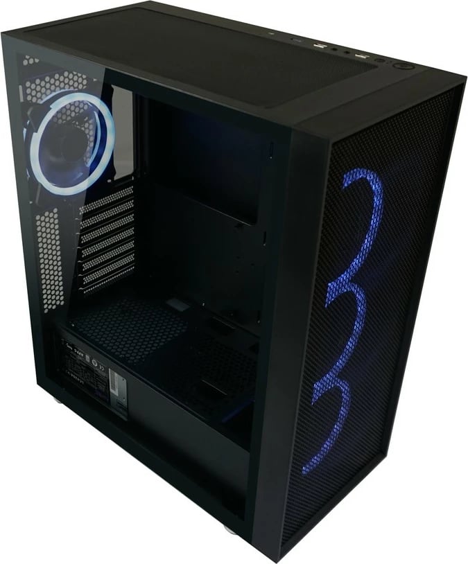 Kasë LC-Power Black_Wanderer_X Midi Tower, ATX/EATX/micro ATX/Mini-ITX, xham i temperuar, RGB, e zezë