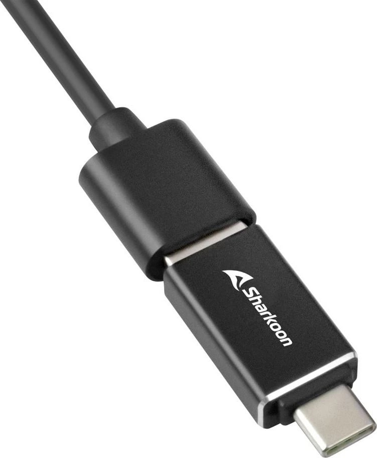 USB hub Sharkoon 3-Port USB 3.2 Gen 1 Alu Hub + Ethernet, Type-C adapter, zi