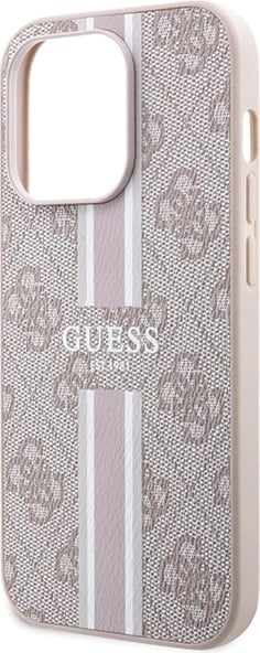 Mbështjellës Guess 4G Printed Stripes MagSafe për iPhone 15 Pro, Rozë