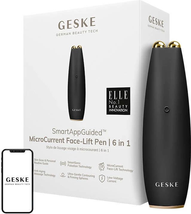 Pajisje ngritëse fytyre me mikro-kurrent Geske MicroCurrent Face-Lift Pen 6in1, gri