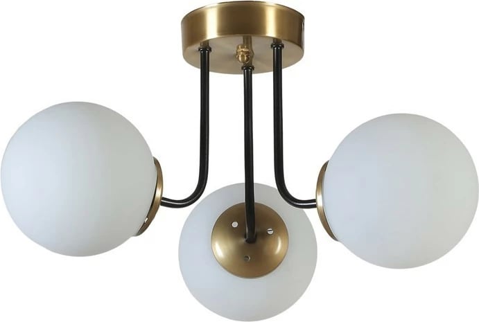 Llambë tavani Opviq Pablo, 3 drita, metal i artë dhe xham i bardhë