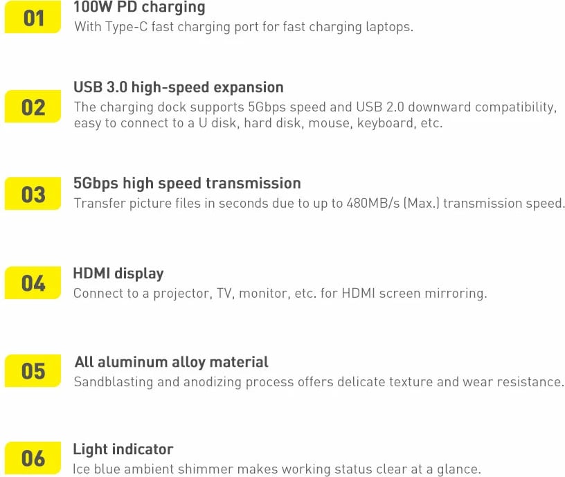 Kasë USB HUB Baseus Metal Gleam Series 7in1, USB-C, HDMI, TF, PD, Gri