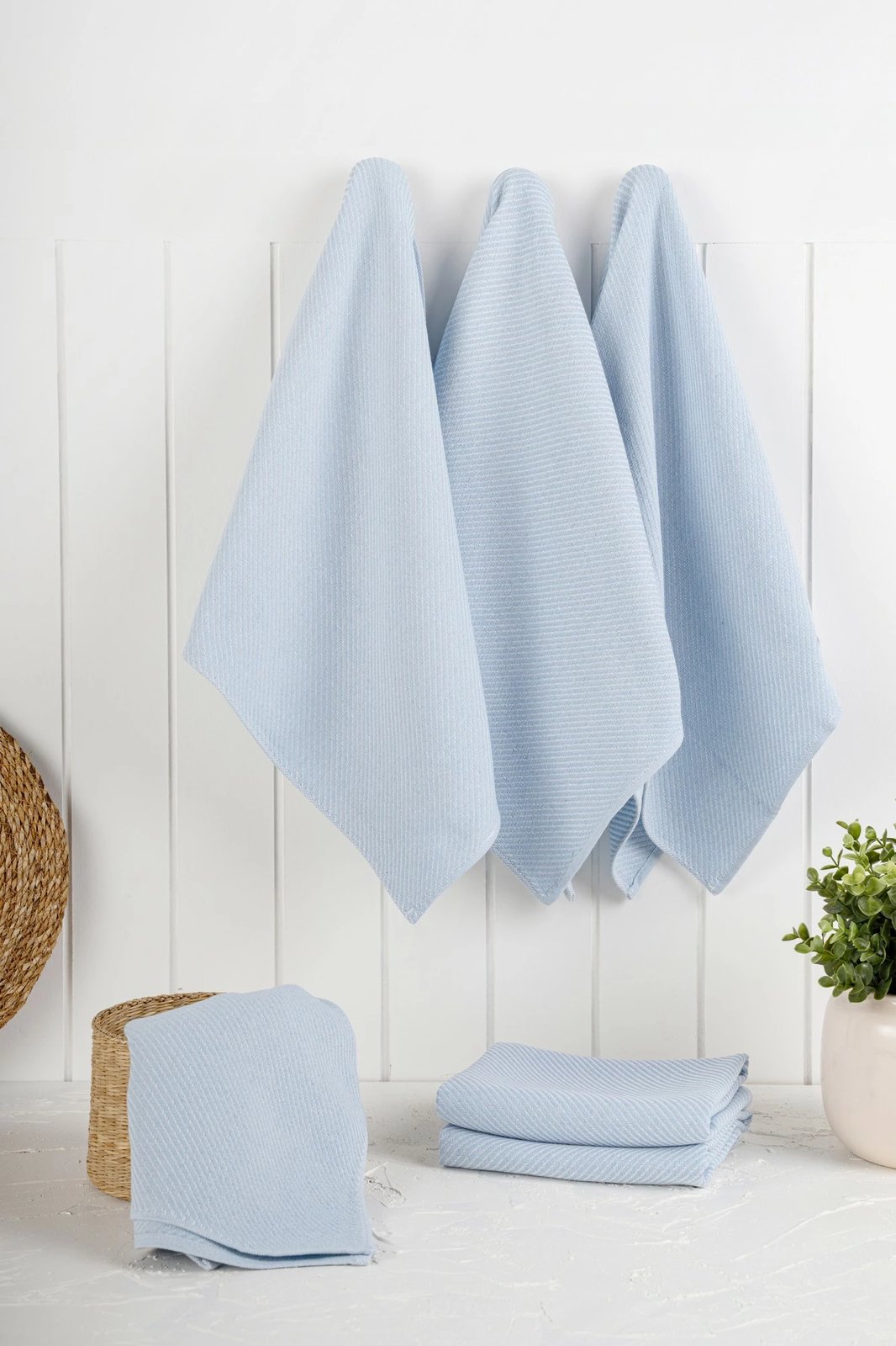 Set peshqirësh kuzhine (6 copë), Hermia, Eloise, ngjyrë kaltër e çelët