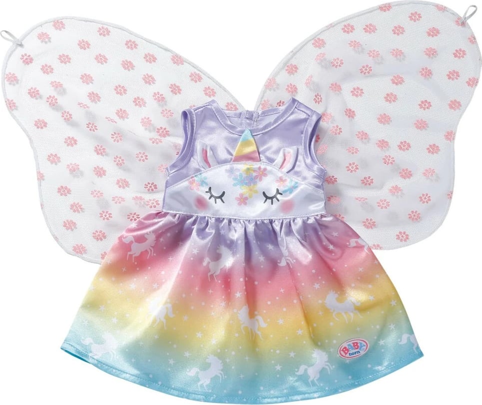 veshje zanë për kukull, Baby Born, 829301 Phantasia Fairy Outfit, me krahë, për kukulla 43 cm, shumëngjyrëshe