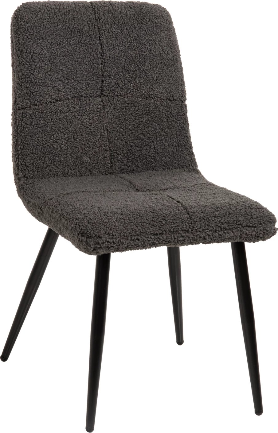 Karrige SHELLY FH8590.01, pëlhurë TEDDY, ngjyrë gri, këmbë metalike të zeza, 48x64x87H cm., set prej 2 copë