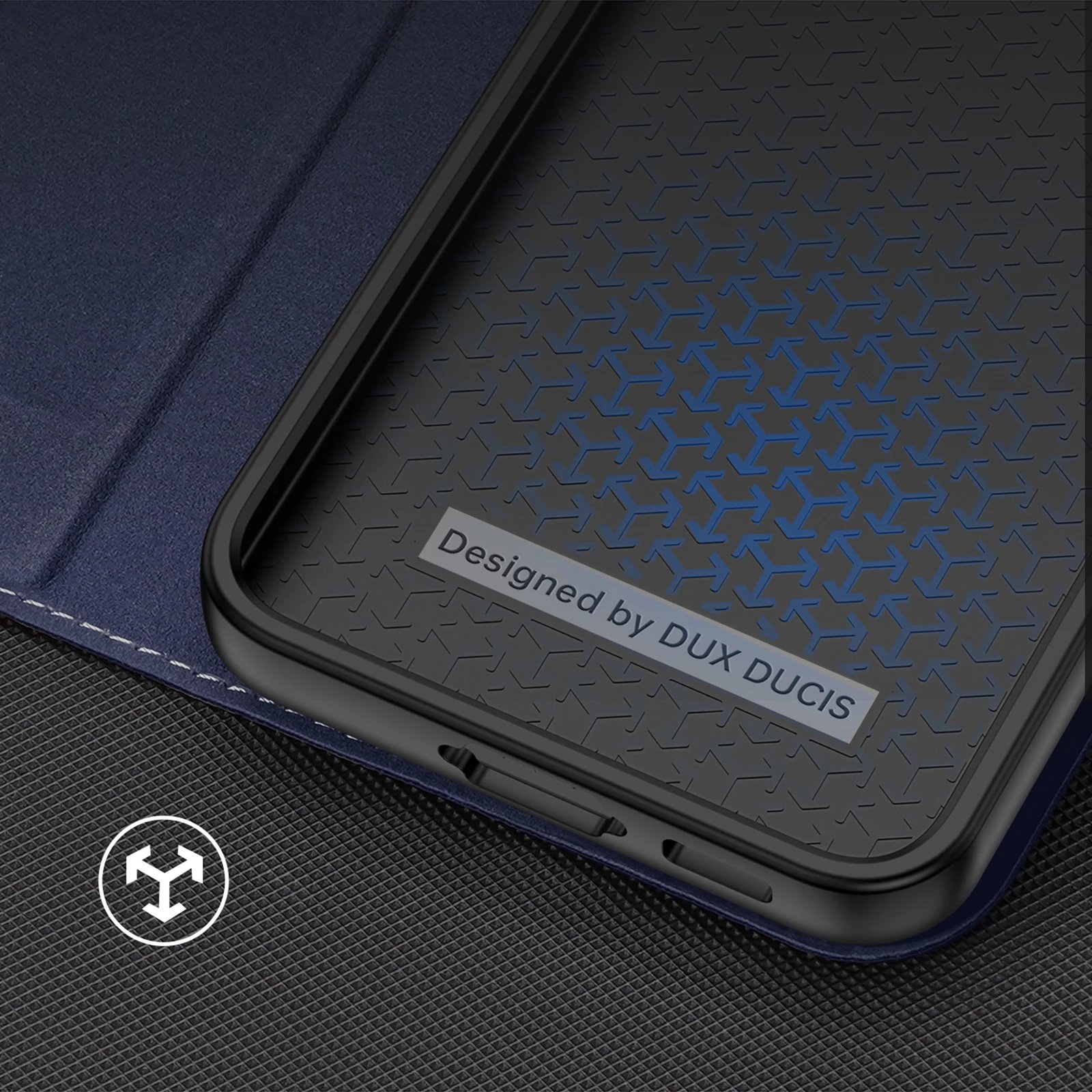 Mbështjellës Dux Ducis Skin X2 për Samsung Galaxy S23+, me xhep kartelash, me mbajtëse, kaltër