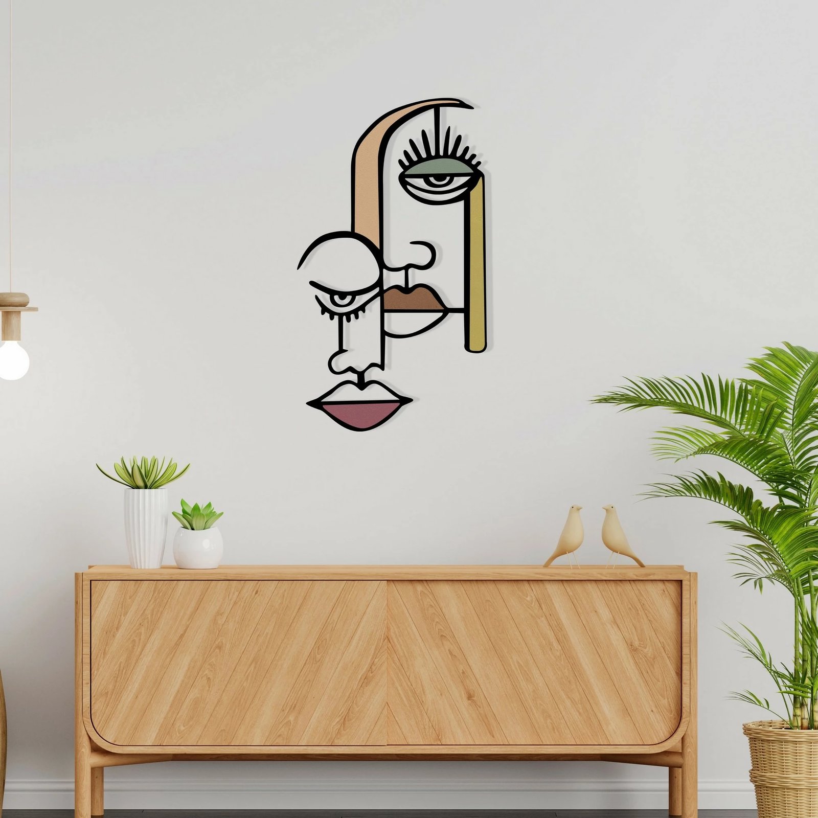 Aksesor dekorativ për mur, metalik, Wallity Kubizm 28, shumëngjyrësh, 68x39cm