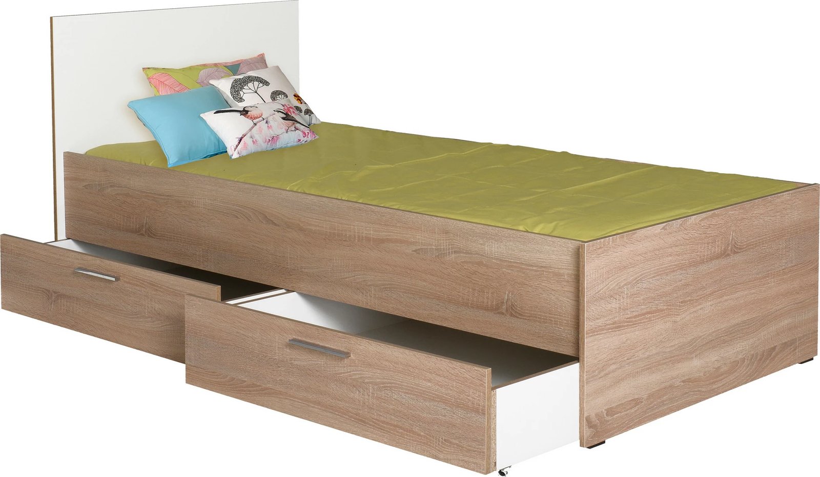 Krevat teke me sirtarë, ngjyrë sonomo dhe e bardhë, Hanah Home, Kry-792-Sd-2
