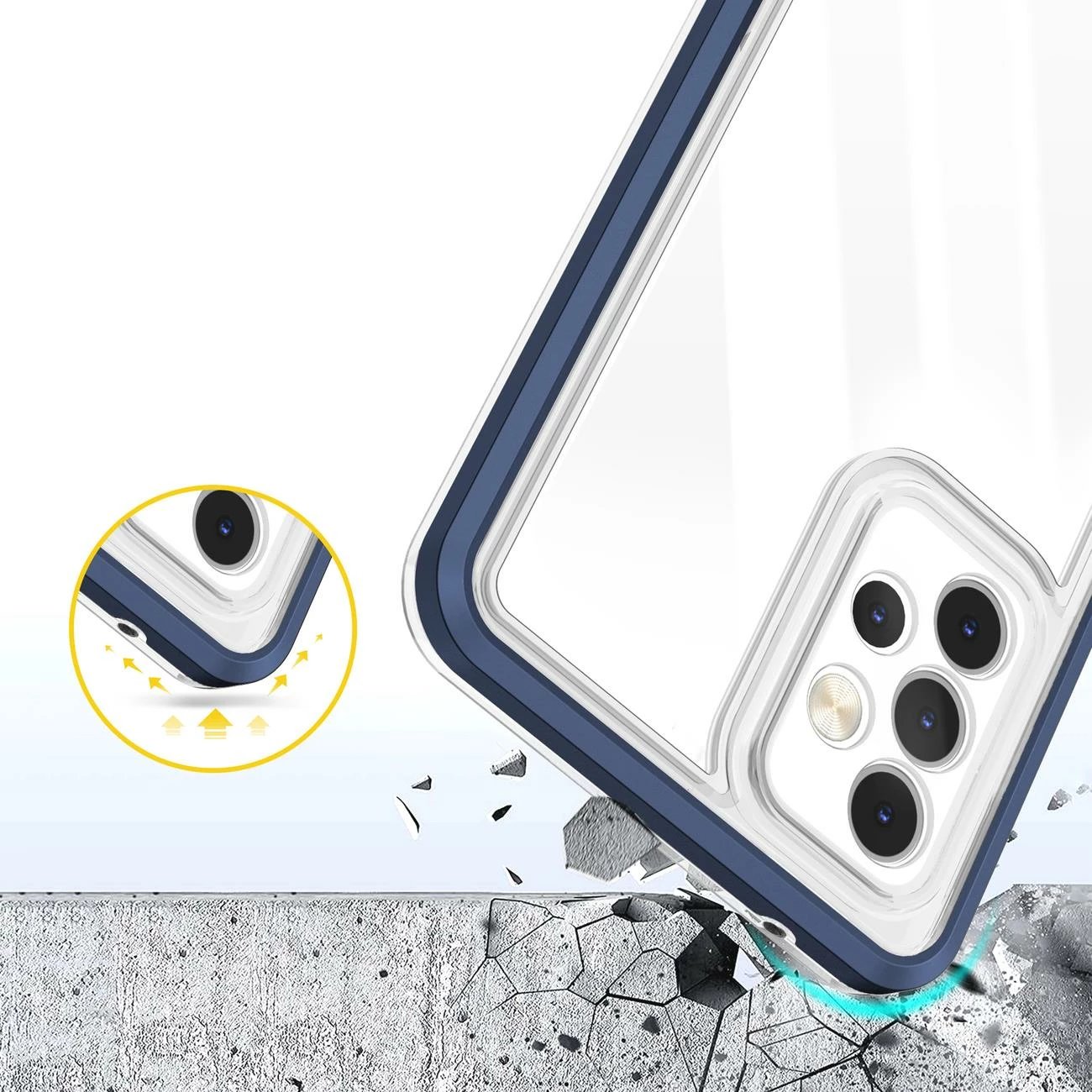 Mbështjellës Hurtel Hybrid Armor Clear 3 in 1 për Samsung Galaxy A73, Blu/Transparent