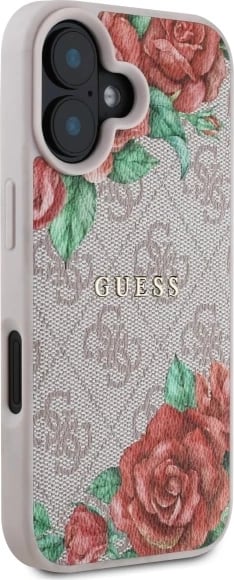 Mbështjellës Guess GUHMP16SP4ROPEMCP për iPhone 16 6.1", hardcase, MagSafe, rozë
