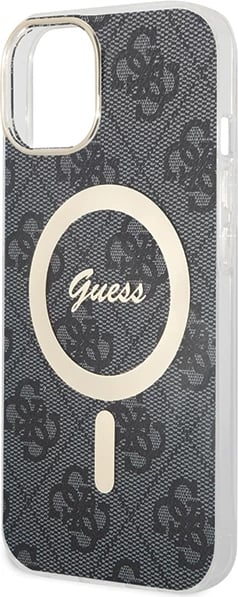 Mbështjellës Guess 4G MagSafe për iPhone 15 Plus / 14 Plus, i zi